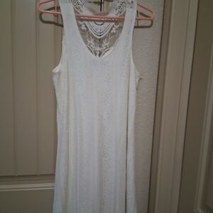 City Triangles Cream Lace-Back Sleeveless Mini Dress